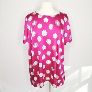 Vince Camuto Fuschia Floral High/Low Blouse